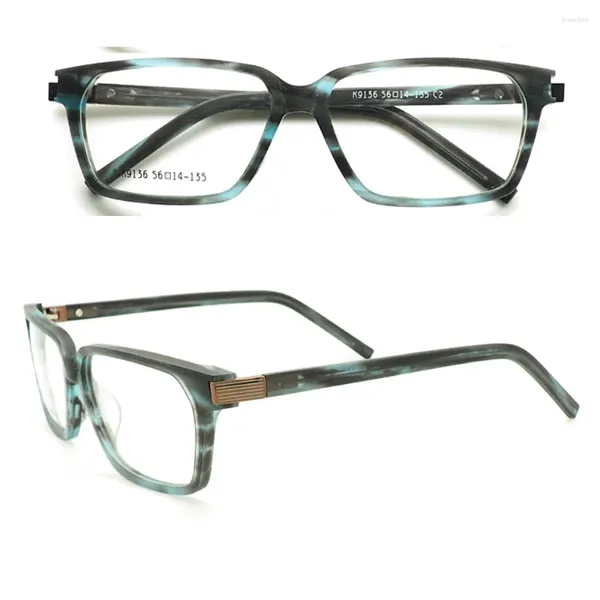 Sonnenbrillenrahmen für Damen, rechteckig, für Herren, quadratisch, optische Gläser, Vollrand, Acetat, moderne Brillen, verschreibungspflichtig, Blau