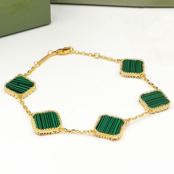 Verde vanclef pulseira feminina pulseira de ouro designer jóias charme clássico casual estilo lolita moda festa presente de casamento 6 cores conjuntos de flores pulseiras irmãs femininas