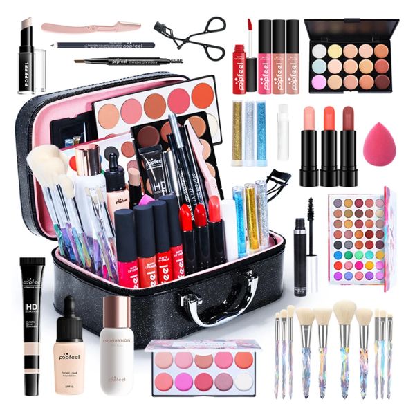 Sets POPFEEL 825-teiliges Make-up-Set, komplettes professionelles Make-up-Set, Lidschatten, Rouge, Foundation, Gesichtspuder, Make-up-Koffer, koreanische Kosmetik