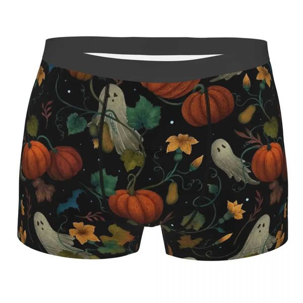 Cuecas dos homens abóbora fantasma halloween assustador longo roupa interior quente boxer shorts calcinha masculino meados de cintura cuecas S-XXL 24319