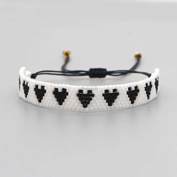 Bracciale vintage hip hop punk amore cuore braccialetto ceco etnico fatto a mano geometrico nero bianco stella bracciali per coppia gioielli da donna 240319