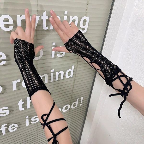 Ginocchiere Retro Lace Cross Strap Oversleeve Maniche a mano Scaldabraccia Punk Gotico Protezione solare Y2K Calza sexy da donna Accessori Lolita