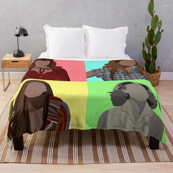 Decken Four RealitiesThrow Decke Fleece Stoff Quilt Retro Designer