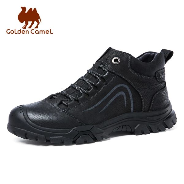 Sapatos de camelo dourado sapatos de caminhada ao ar livre de pelúcia quente masculino de inverno moda moda confortável casual hightop trekking sapatos para homens 2023