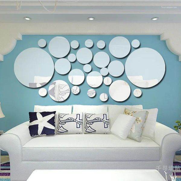 Adesivos de parede Multi-peça pacote espelho superfície acessórios de decoração para sala de estar decoração espelhada móveis papel de parede