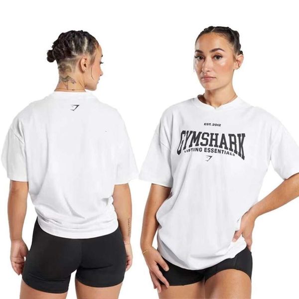 leggings Gymshark firmati T-shirt sportiva stampata Vestibilità ampia Assorbimento dell'umidità Traspirante Abbigliamento sportivo fitness Sostituzione piatta Ins Style