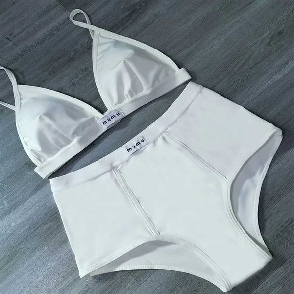 Kadın Mayo Bayanlar Bikini Takım Bayanlar Four Seasons Joker Classic Pure Renk Sütyen Orta Bel Seksi Şort J240319