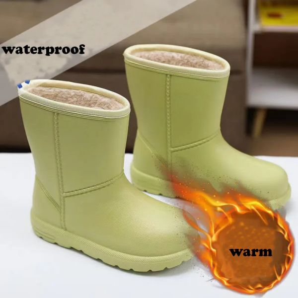 Stiefel weibliche Schuhe im Freien wasserdichte Wasserschuhe Frauen Eva Kurzregen Stiefel neue Winter warme Plüschschnee Stiefel fester dicker Boden