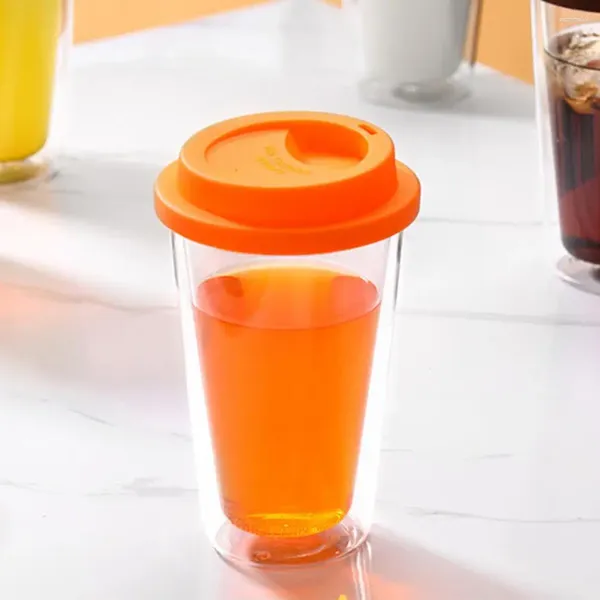 Copos de vinho isolados copo de viagem caneca de vidro com tampa de silicone para bebidas chá café leite