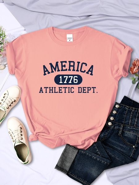 America 1776 T-shirt della lettera di reparto atletico Sport Female Crop-Crop Top Time hip hop maglietta morbida Maglietta traspirata Donne v8ay#