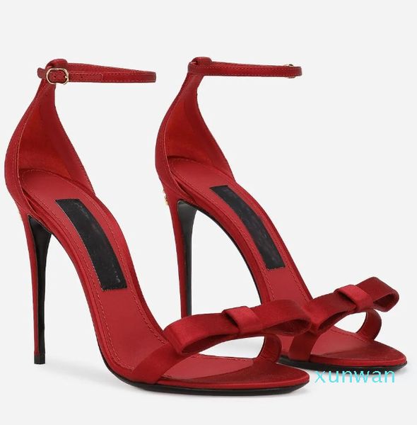 Elegante Marke Frauen Keira Sandalen Schuhe Satin Bogen High Heels Schwarz Rot Party Hochzeit Pumps Gladiator Alias mit Box.