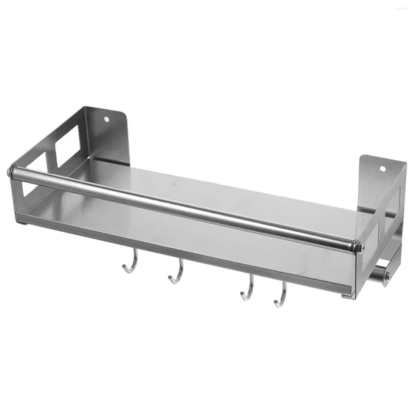 Rack de armazenamento de cozinha tempero suporte pote prateleiras de aço inoxidável cabides prateleira montagem na parede suportes de utensílios de cozinha