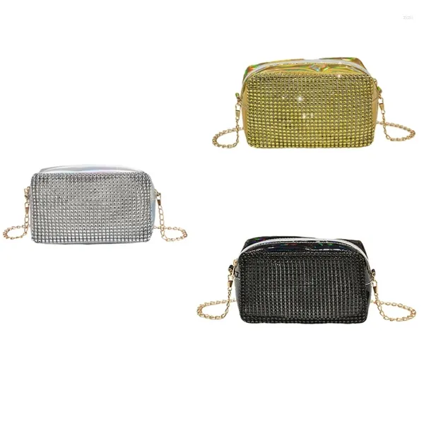 Totes mulheres brilhantes crossbody bolsa de ombro strass noite dinheiro carteira festa de casamento embreagem cocktail baile bolsa com corrente