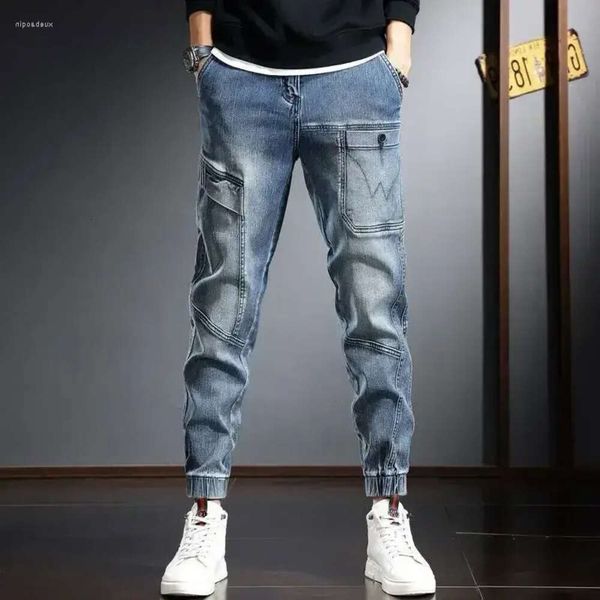 Herren-Jeanshose, Haremshose, gespleißt, männliche Cowboyhose für Herren, Cargo-Haruku-Baggy-Stacked von Summer Original Denim, koreanischer Stil, XS