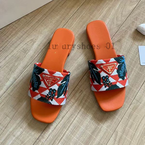 Mulher homem prad triângulo chinelos designer sandália sapato de luxo tecido chinelo bordar sandale piscina moda casual salto plano slide summe ao ar livre slider loafer 3.7 05