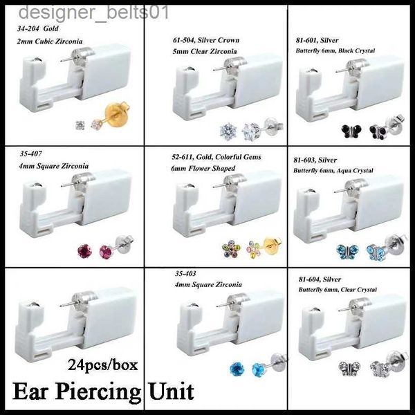 Kit de unidade de piercing de orelha estéril, descartável, sem dor, 24 unidades, brinco, joia, cartilagem, tragus, helix, piercing de orelha, ferramenta c24319