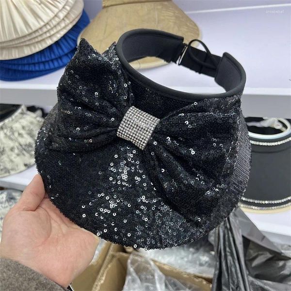 Cappelli a tesa larga 202403-2508363 Chic Ins Drop Black Paillettes Nightclub Moda quotidiana senza protezione solare sportiva Cappello per visiera per il tempo libero