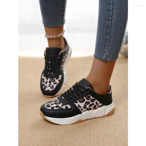 Sapatos casuais tênis femininos outono na moda leopardo impressão moda confortável jogging tênis para mulher