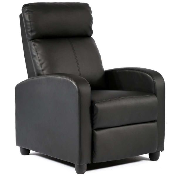 FDW Wingback Cadeira reclinável de couro único sofá moderno assento de home theater para sala de estar, preto