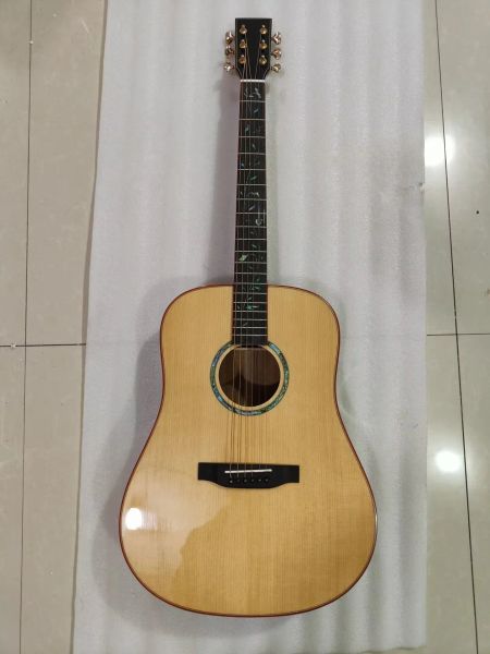 Guitarra toda guitarra acústica de madeira maciça, topo de abeto, parte traseira lateral de mogno, guitarra folk adulta, fotos reais, avançado 41 