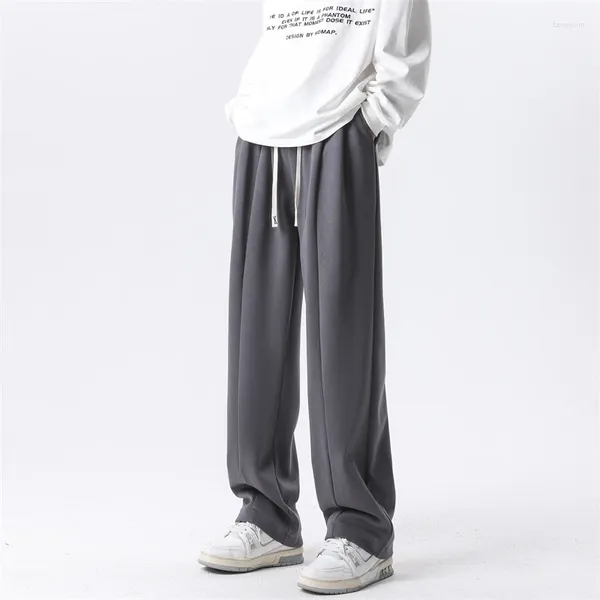 Männer Hosen Frühling Sommer Männer Casual Breite Bein Oversize Jogger Mann Kordelzug Tasche Training Jogginghose Clean Fit Hosen Männlich schwarz