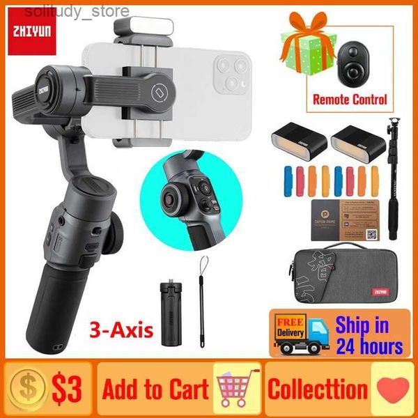 Stabilizzatori Zhiyun Smooth 5 Stabilizzatore portatile a 3 assi con giunto universale per iPhone 13 12 11 Pro X 8 Samsung Galaxy S21 S20 S8 Smartphone Q240319