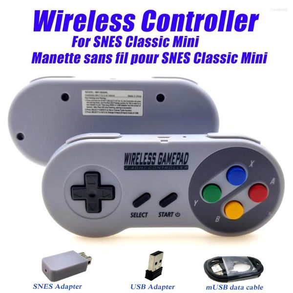 Controladores de jogo 2024 Gamepads sem fio 2.4GHz Joypad Joystick Controller para SNES Super Nintendo Classic Mini Console Acessórios Remotos