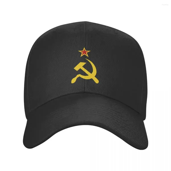 Ballkappen Punk Russische Sowjetflagge Baseballmütze Unisex Erwachsene CCCP UDSSR Hammer und Sichel Verstellbarer Papa Hut Damen Herren Hip Hop