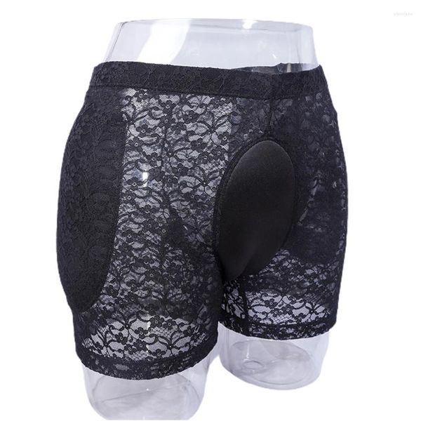 Cuecas homens rendas escondendo calcinha gaff crossdressing sissy briefs roupa interior crossdresser transgênero moldar respirável