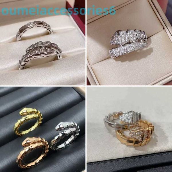 2024 Schmuck-Designer-Marken-Bandringe, 925er-Silber vergoldet, 18 Karat, hell, breite und schmale Öffnung, personalisierter Schlangenknochen-Ring