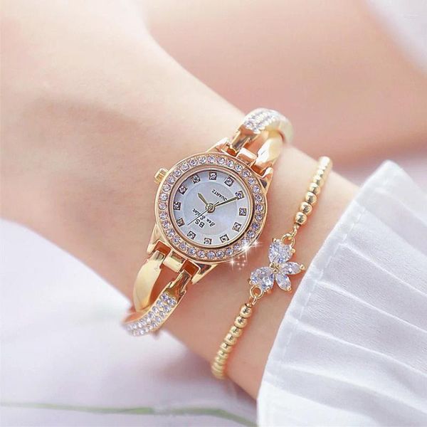 Armbanduhren Relogio Feminino 2024 Frauen Uhr Berühmte Luxusmarken Diamant Handgelenk Für Gold Damen Edelstahl Uhr