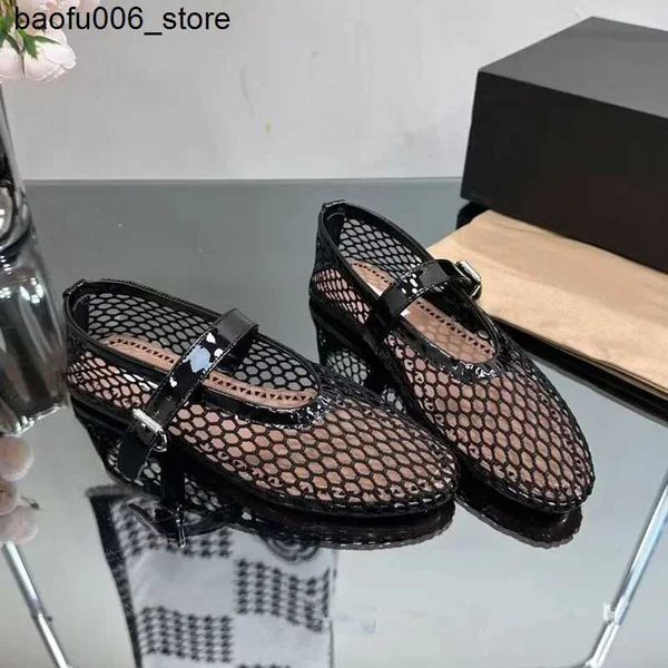 Freizeitschuhe 2024 Sommer Damen Mode Mesh Ballett Flache Schuhe Damen Big Round Head Atmungsaktive und bequeme Damen Große Größe Sandalen Q240320