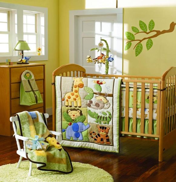 Whole 2016 Junge und Mädchen lieben Baby-Bettwäsche-Set Selva Kinderbett-Bettwäsche-Set Baby-Steppdecke aus reiner Baumwolle Bett um Spannbettrock Kinderbett 7444962