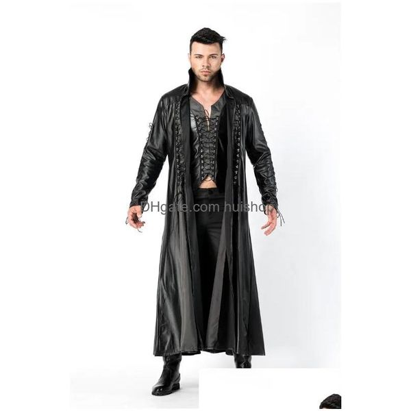 Themenkostüm GroßhandelHalloween Adt Herren Vampir Graf Draca Kostüm Outfit Cape Killers Leder Club Ds Drop Delivery Bekleidung Dh4Lg