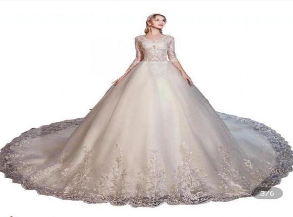 Abito da sposa con maniche lunghe Appliques allacciata sul retro Abito da sposa1124551