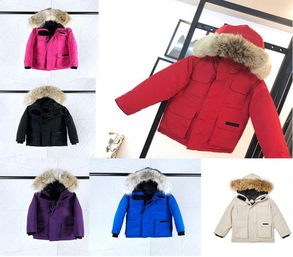 Jaqueta de inverno infantil de alta qualidade Fourrure Down Coat Parkas Outerwear Parka Cinza Ganso Quente Lobo Pele À Prova de Vento Manteau K6519387