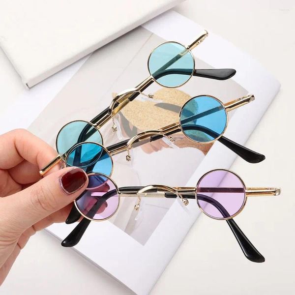 Sonnenbrille 2024 Retro Metallrahmen Hip Hop Rock Punk Sonnenbrille Klassische Kleine Runde Für Frauen Männer Candy Farbe Fashion Shades