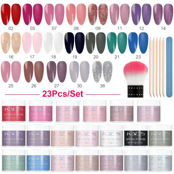 Molduras 20pcs imergadas pós de unhas define nude rosa série unha arte glitter pó pigmento sem lâmpada cura kit de ferramenta de manicure diy