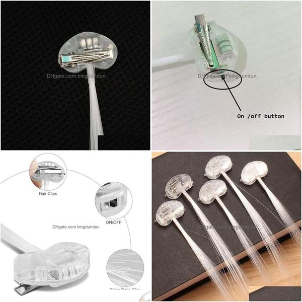 Altre forniture per feste per eventi 50 pezzi Bomboniera a led Mollette per capelli in fibra ottica a luce bianca Clip per capelli Trecce di seta Regalo di compleanno Halloween Nav Dhj2Y