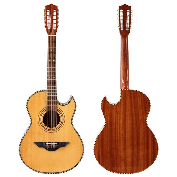 Gitarre dünne Body Elektrische Akustikgitarre 10 String High Gloss Folk Gitarre Sharpe Angle Design mit klassischem Kopf