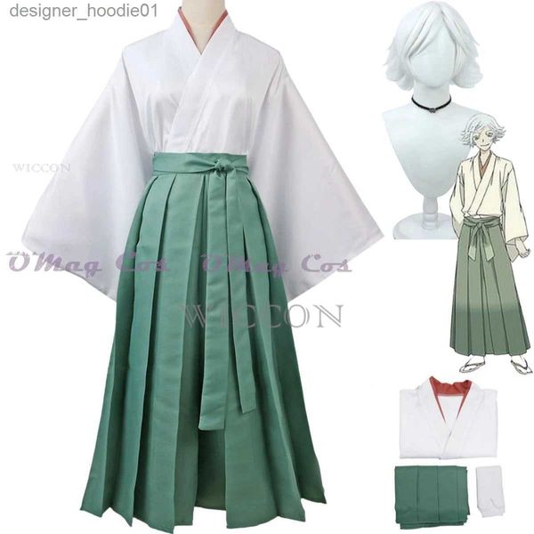 Cosplay Anime Kostüme Kamisama Love Mizuki Rollenspiele kommen auf Kamisama Perücke japanischer weißer Kimono Kendo Hose Halloween Karneval SetC24320