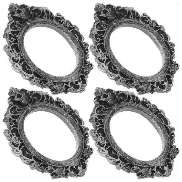 Quadros 4 pcs retro pO moldura pequena decoração de imagem ornamento para imagens resina minúsculas acessórios para celular