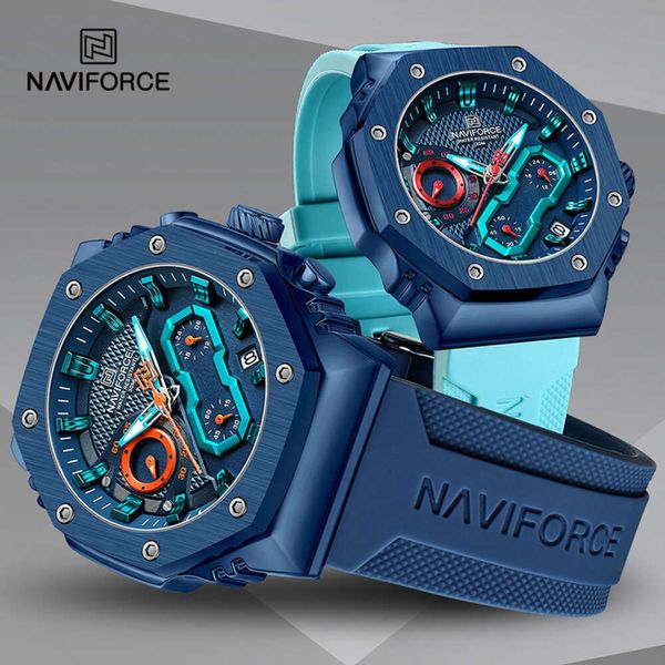 NAVIFORCE модные часы для пар, повседневные оригинальные спортивные наручные часы с силиконовым ремешком для влюбленных, кварцевый хронограф с автоматическим дисплеем даты