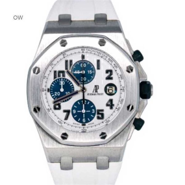 Audemar Pigue Watch Royal Oak Chronograph Piglet Zaman Kodu İzler Tablo 26170ST.OO.D305CR.01 BEYAZ BAND WN-NHQS