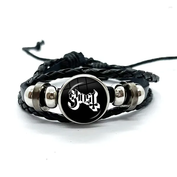 Браслет Ghost Rock Band PaPa, черные кожаные браслеты, многослойные плетеные браслеты, ювелирные изделия ручной работы, подарки