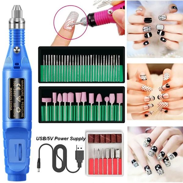 2024 Máquina de perfuração de unhas elétricas Conjunto de equipamentos de moagem de equipamentos para pedicure Manicure Ferramenta forte de polimento de unhas Lehbs-011p