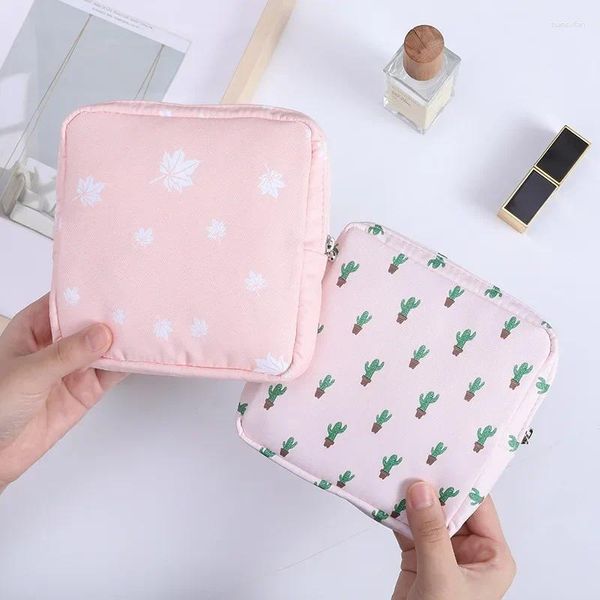 Sacos cosméticos padrão simples almofada sanitária bolsa linda meninas organizador bolsa guardanapo toalha de armazenamento feminino maquiagem mini saco