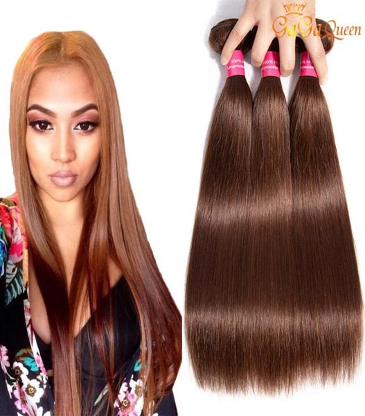 Cabelo virgem brasileiro liso 4 cores cabelo humano brasileiro tece feixes de cabelo liso brasileiro marrom claro 8224291