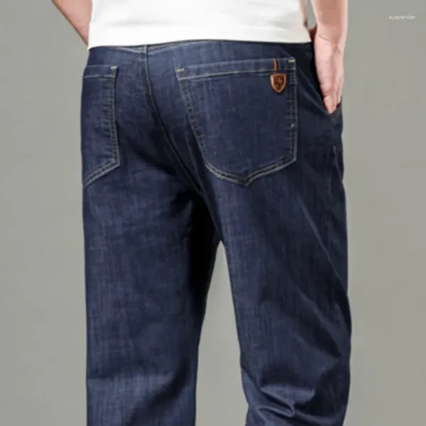 Jeans da uomo in seta di ghiaccio denim ultrasottile estate uomo marca vestibilità regolare pantaloni da lavoro casual di alta qualità dritti alla moda