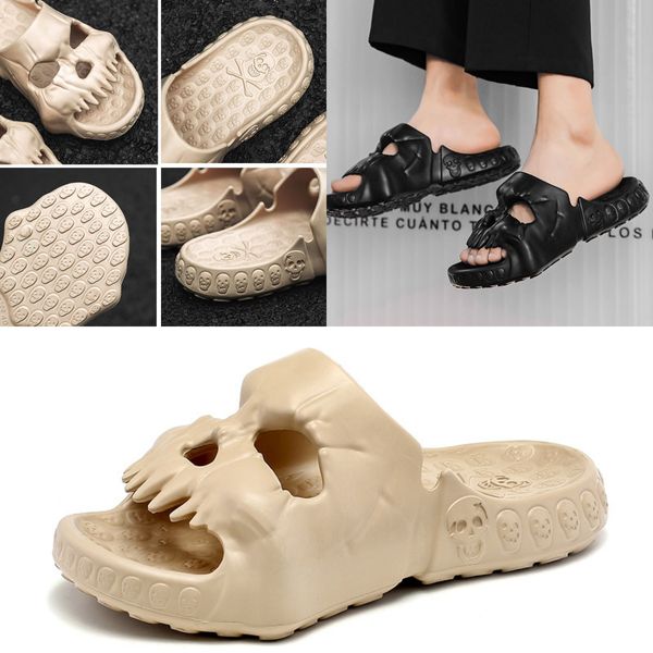 2024 Популярная обувь из ЭВА с черепом, сандалии на толстой подошве, летняя черная пляжная мужская обувь, дышащие тапочки GAI 40-45